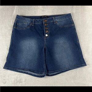 AG Adriano Goldschmied womens dark wash blue denim button fly shorts size 16